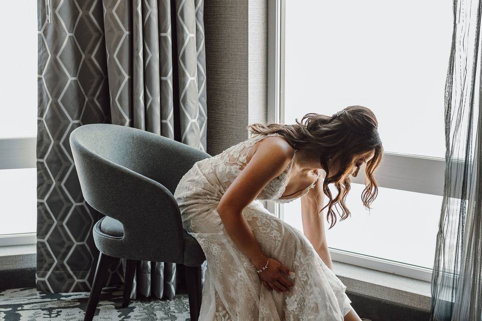 Bride getting ready