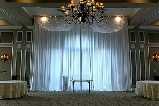 Ceiling drape & backdrop