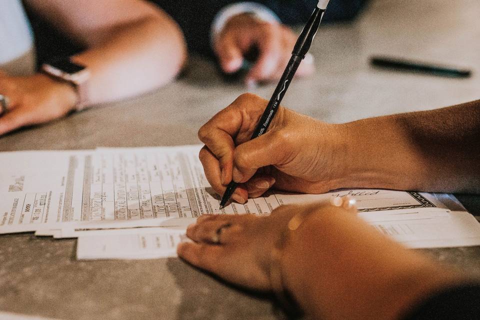 Signing Marriage Certificate