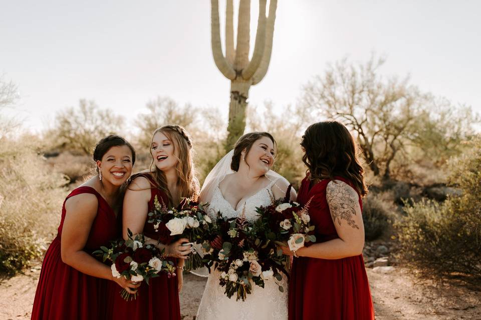 Bride and bridesmaids