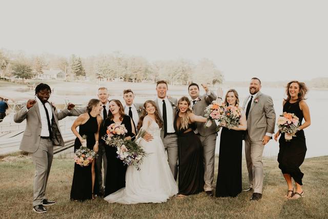 Wedding party having fun