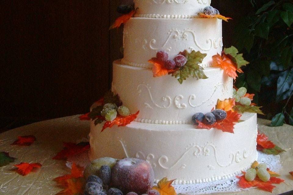 Flower designs on the cake