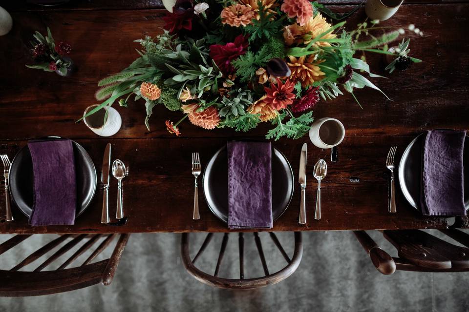 Table with floral centerpiece