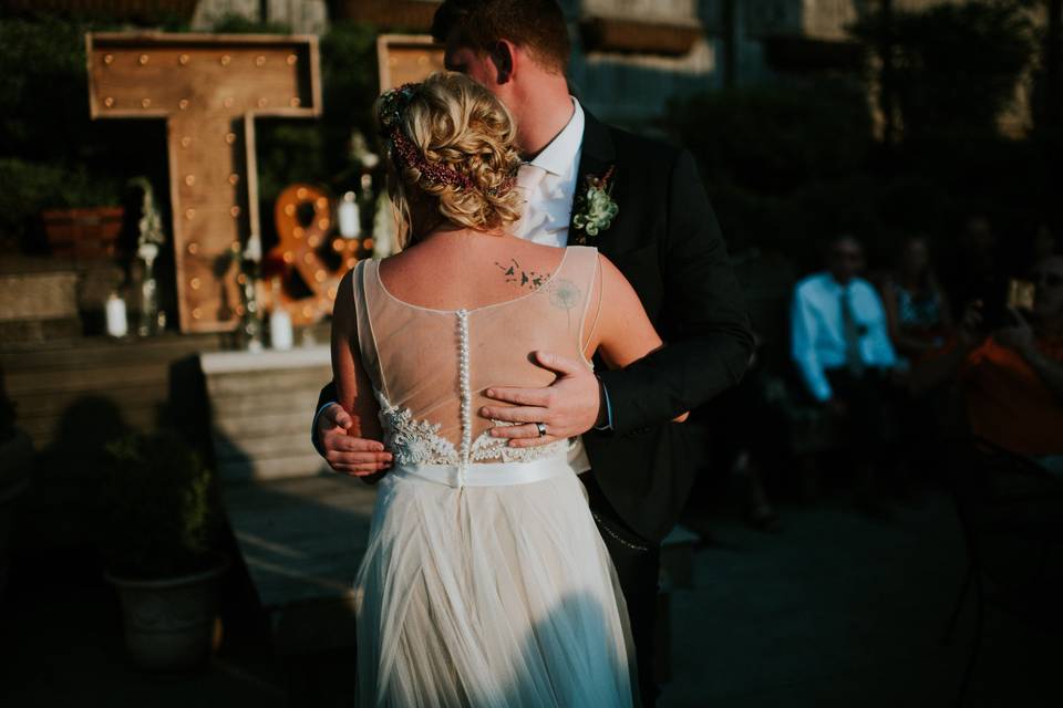 The newlyweds dance