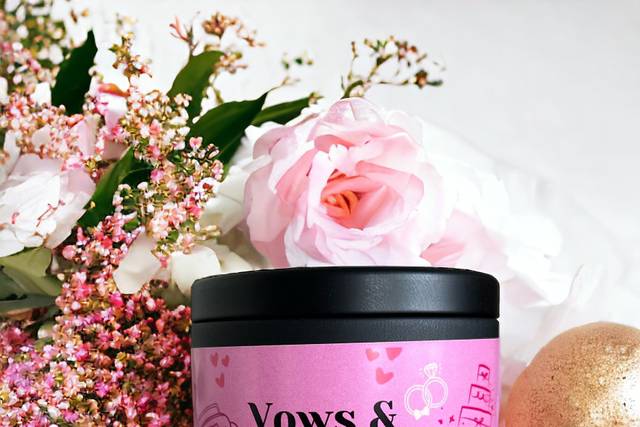 Vows + wows candle tin