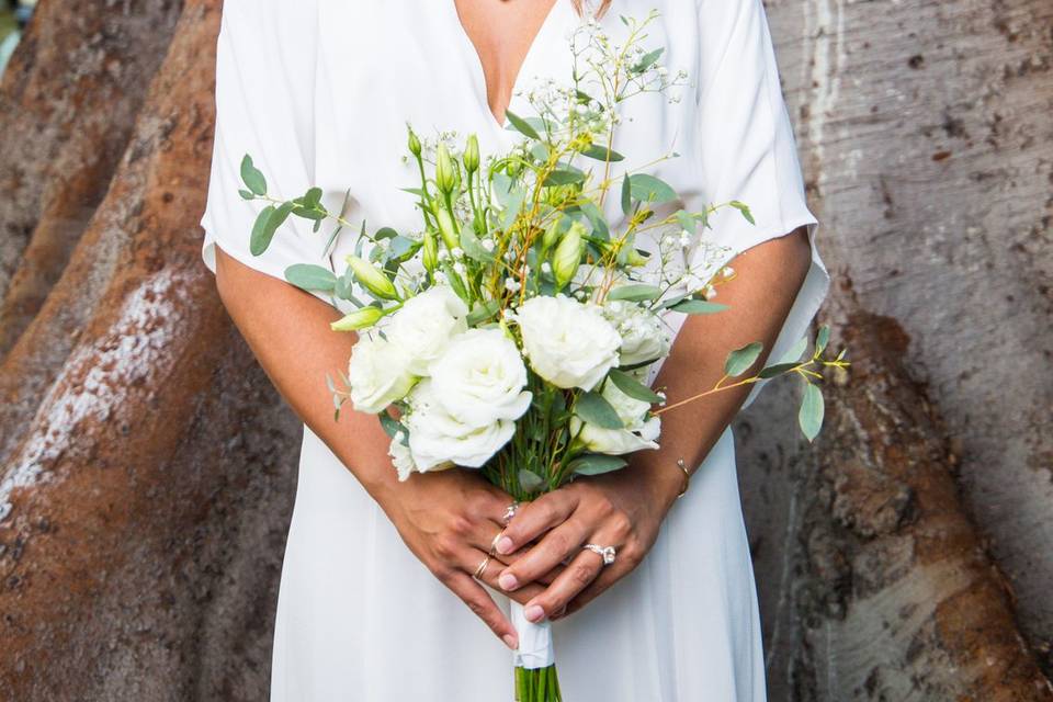 Posing with the bouquet