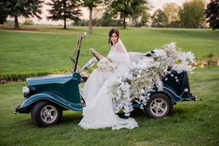 Bride in golf cart