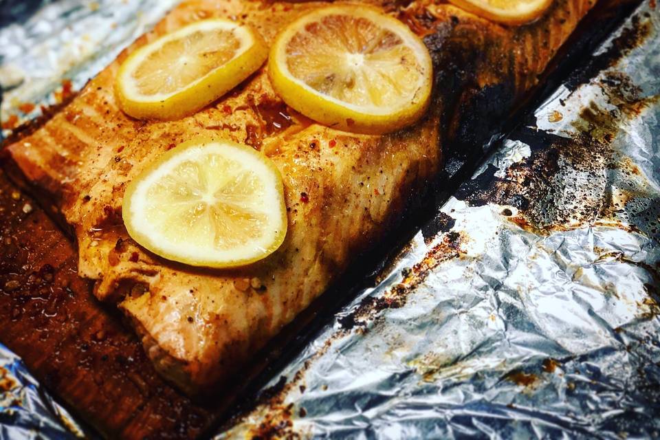 Cedar plank salmon