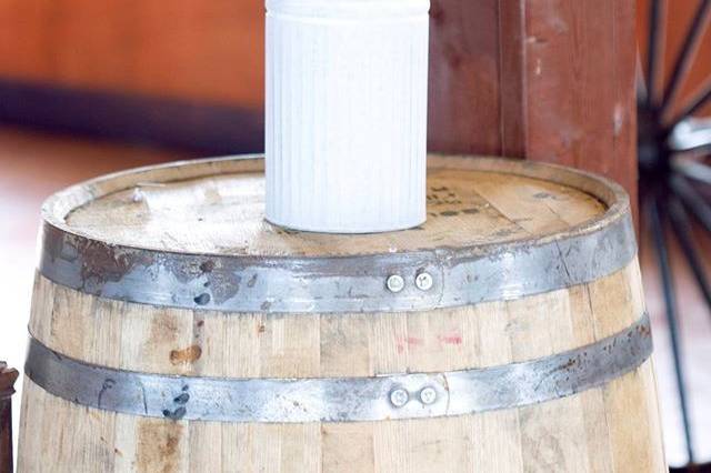 Floral decor on a barrel