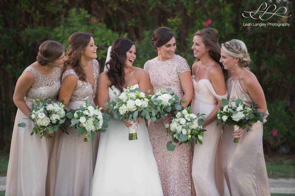 The bride with her bridesmaids