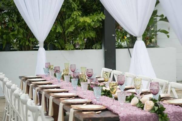 Table setup with centerpiece