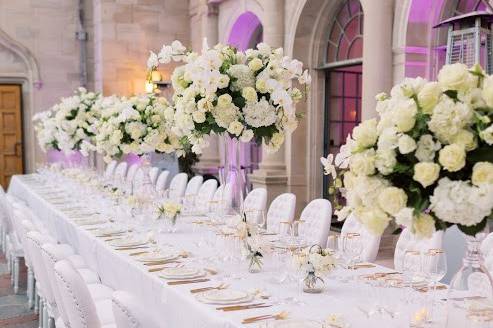 All white wedding decor