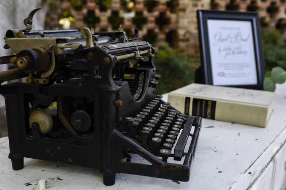 Typewriter Guest Sign-in Table