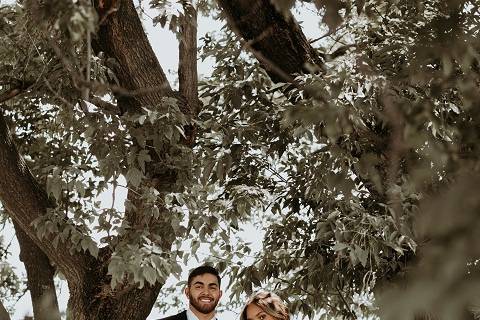 Holding Hands Under Twin Trees