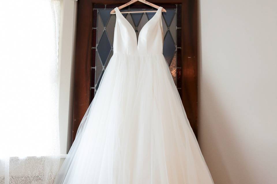 Dress Hanging in Groom's Room