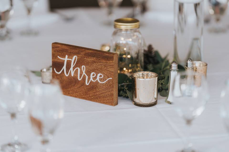 Table numbers and table decor