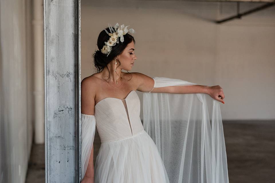 A bride in wedding gown