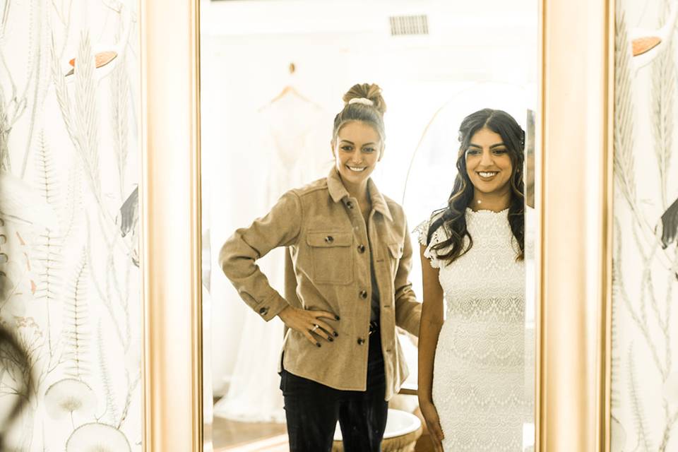 Bride and RB Owner in mirror