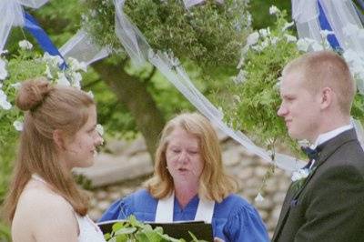 Nicholas & Hannah during their special ceremony with Rev. Carleen