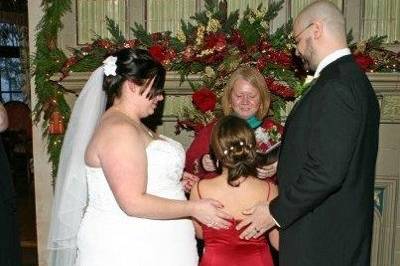 Roger, Hayley, and Megan during the child unity element of their ceremony.