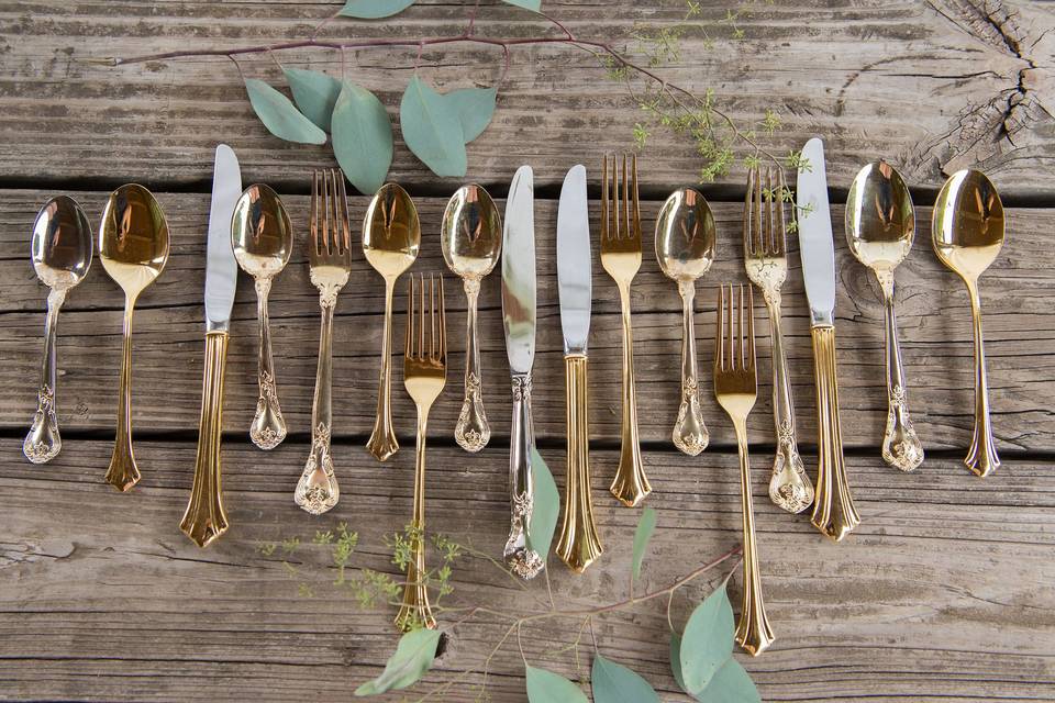 Vintage mixed gold flatware