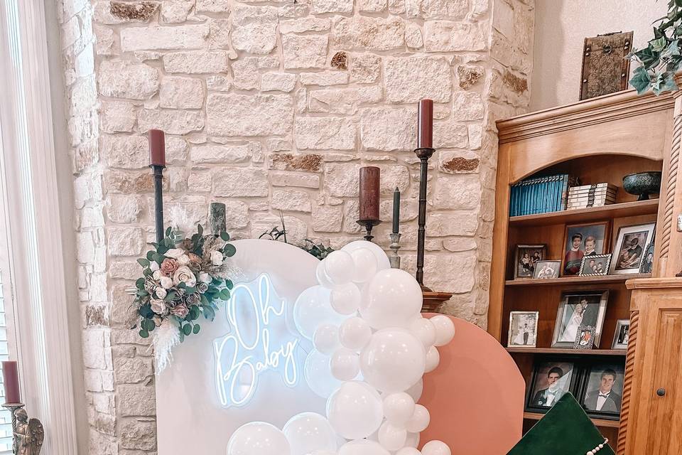 Oh Baby baby shower backdrop