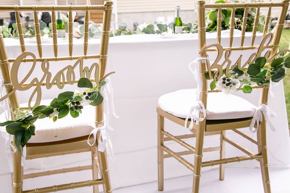 Bride and Groom chairs