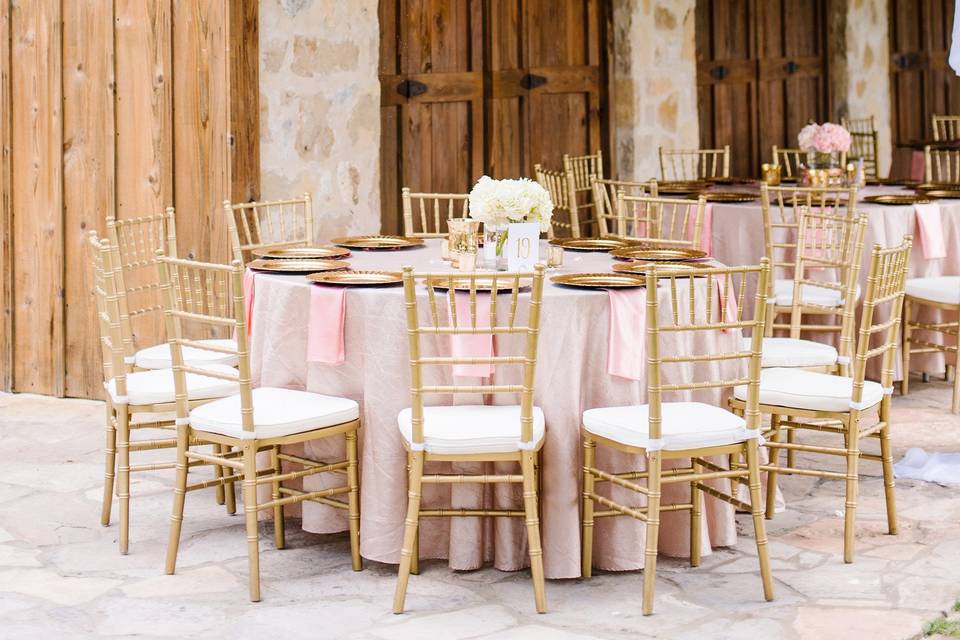 Table setup with centerpiece