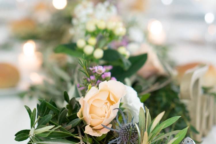 Olive Garland w/fresh blooms