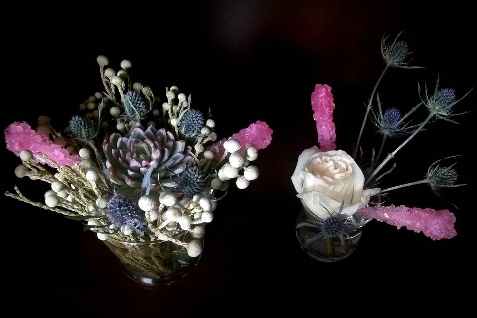 Rock candy centerpieces