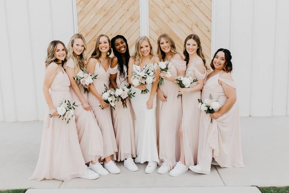 Bride with bridesmaids