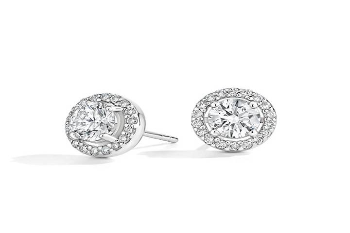 Lab Diamond Halo Stud Earrings