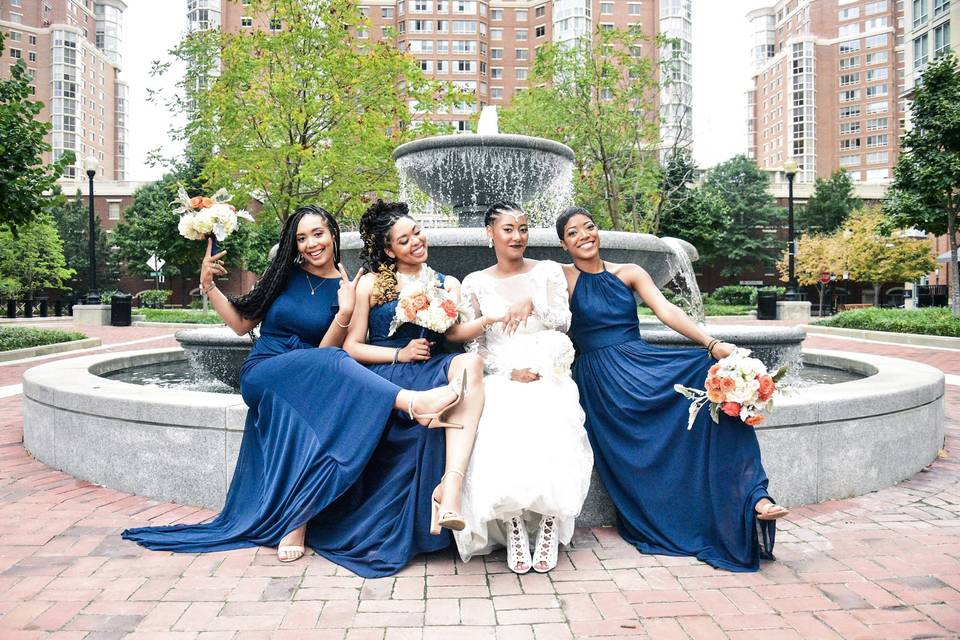 Bride and bridesmaids