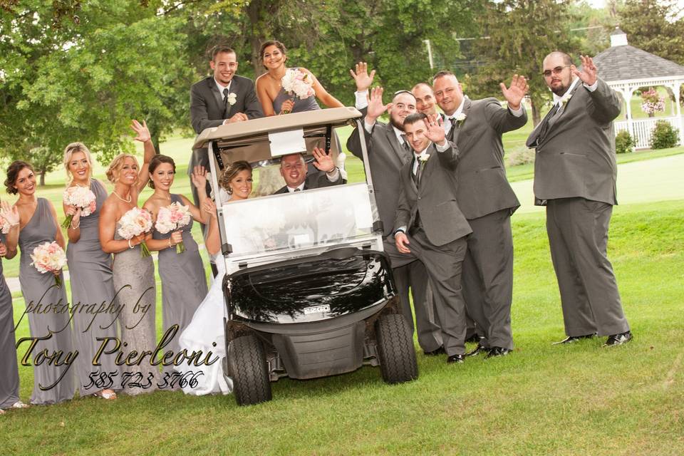 Bridal Party with Golf Cart