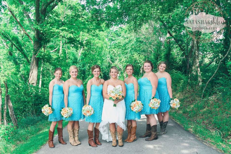 Bride with bridesmaids