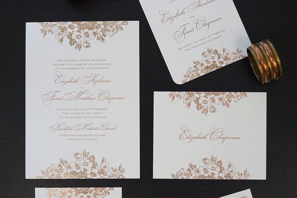 Rose gold foil suite