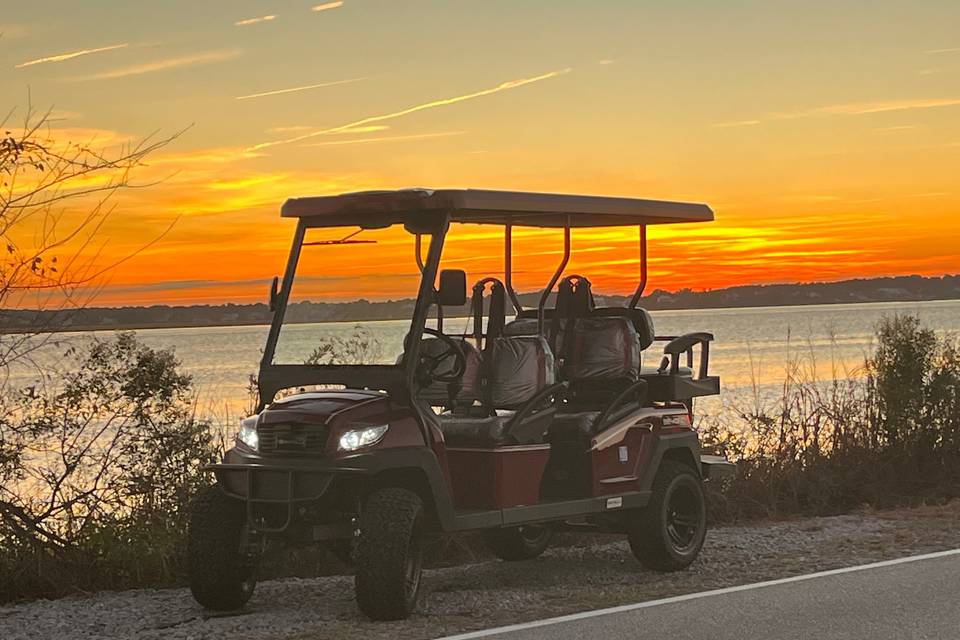 Golf Cart in the sunset