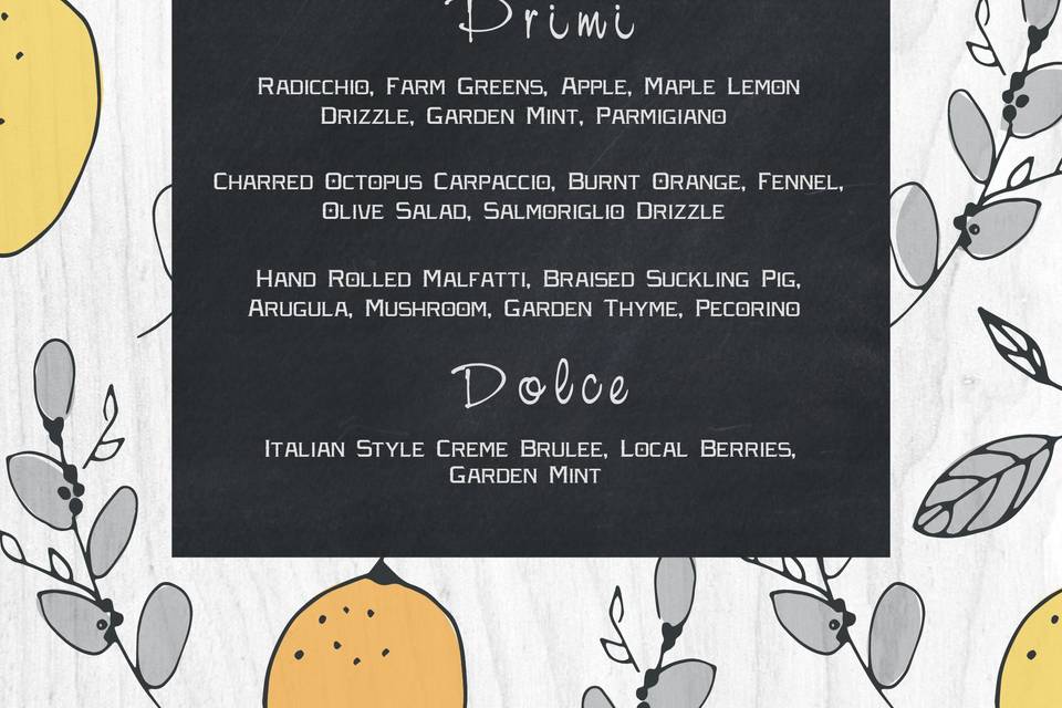 A curated Italian menu