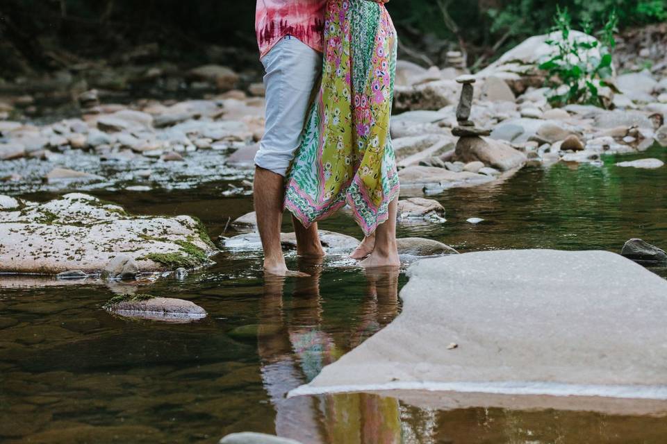 Lovely couple by the creek