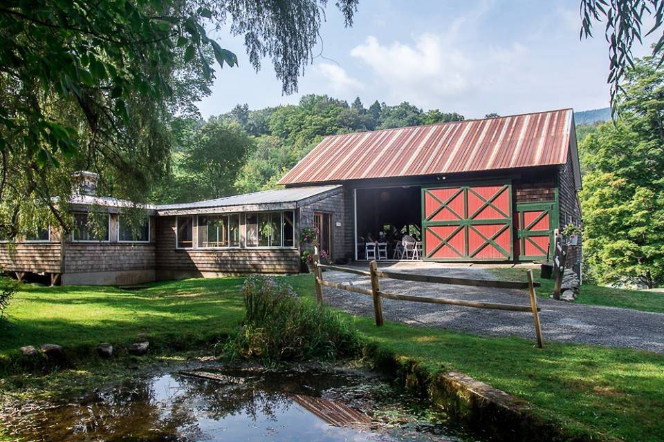 Wedding barn on a warm, sunny day.