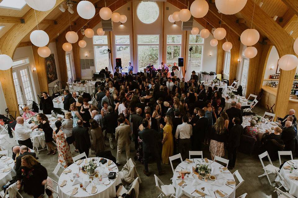 Wedding reception in the 'moondance' pavilion