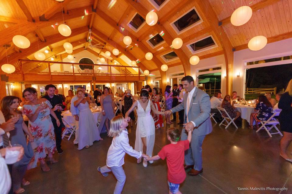 Happy couple dancing the night away inside our new pavilion.