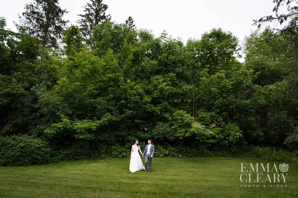 The bride and groom share their first dance in the new pavilion