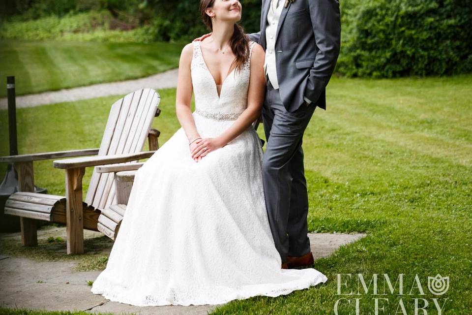 Bride and groom share a kiss to celebrate their special day