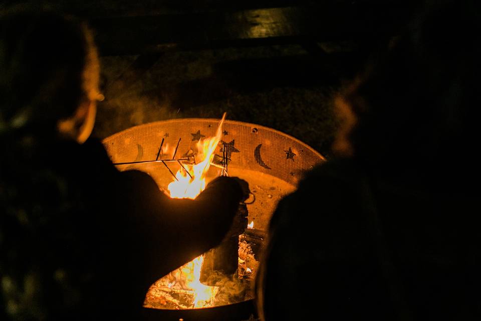 Delicious smores by the fire