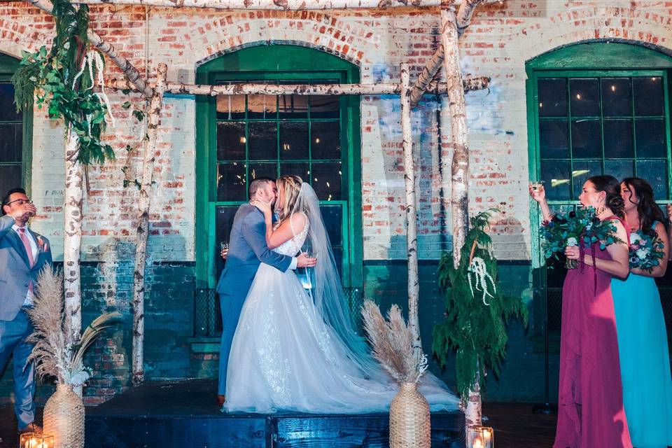 Bride and groom entering