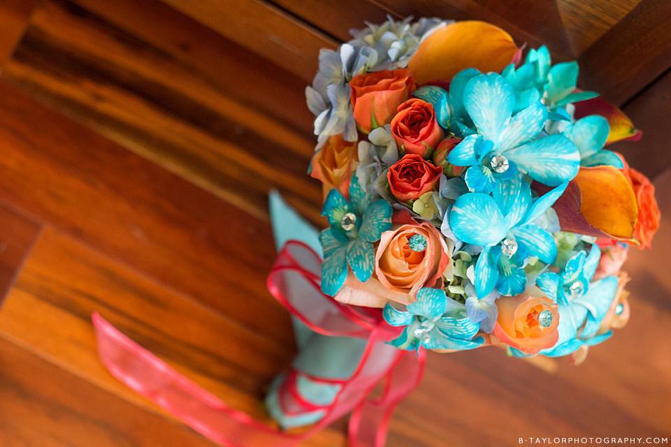 Blue and orange arrangement