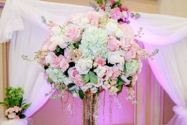 Raised floral centerpiece