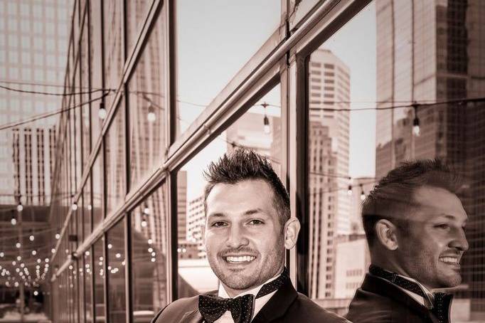 Handsome Groom & city view