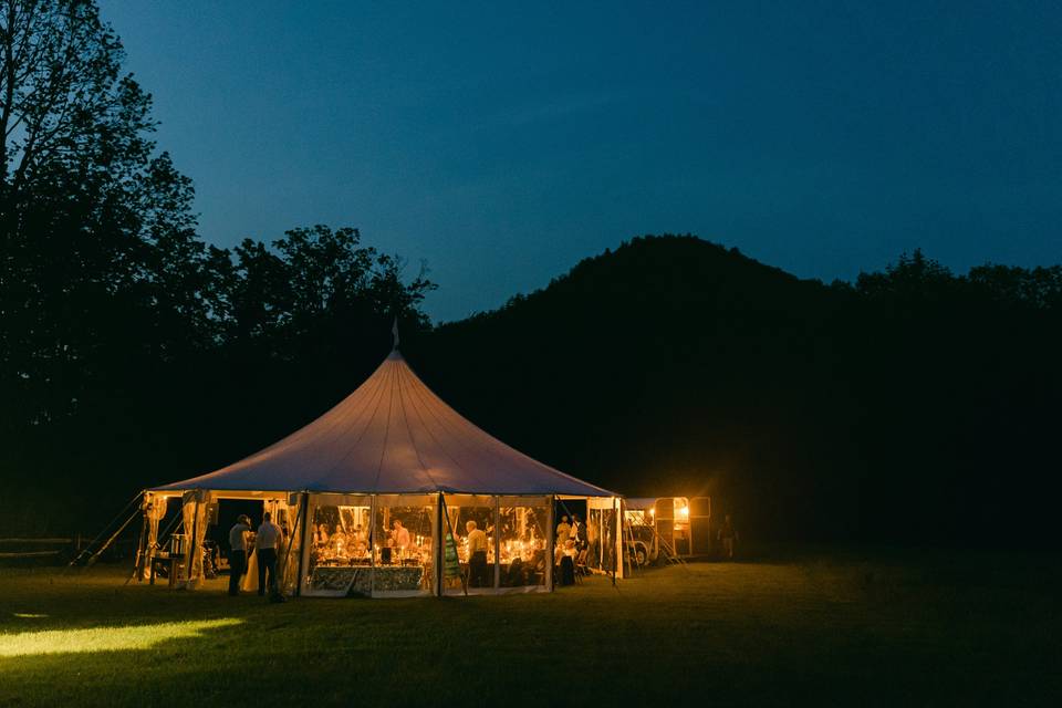 Tent in field